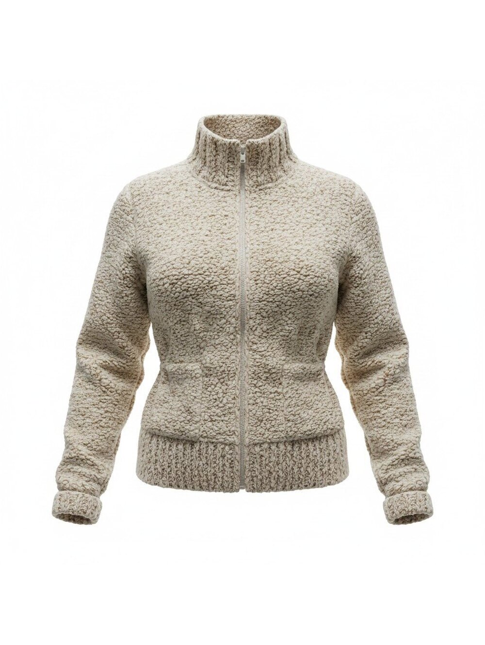 Eileen Fisher Bouclé Knit Zip-Up Cardigan Jacket